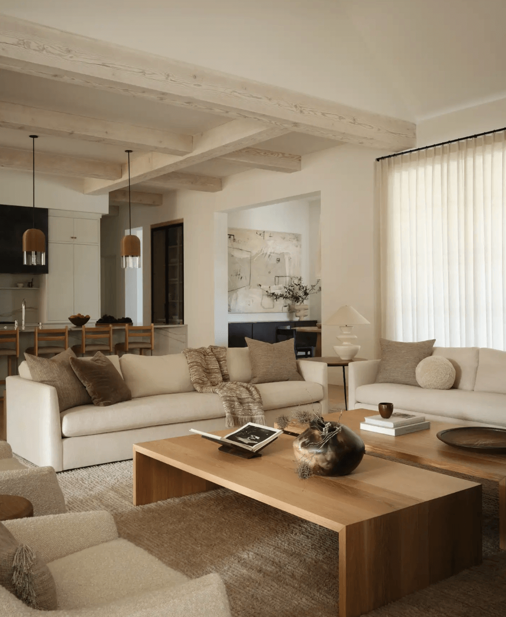 Minimalist neutral-toned living room