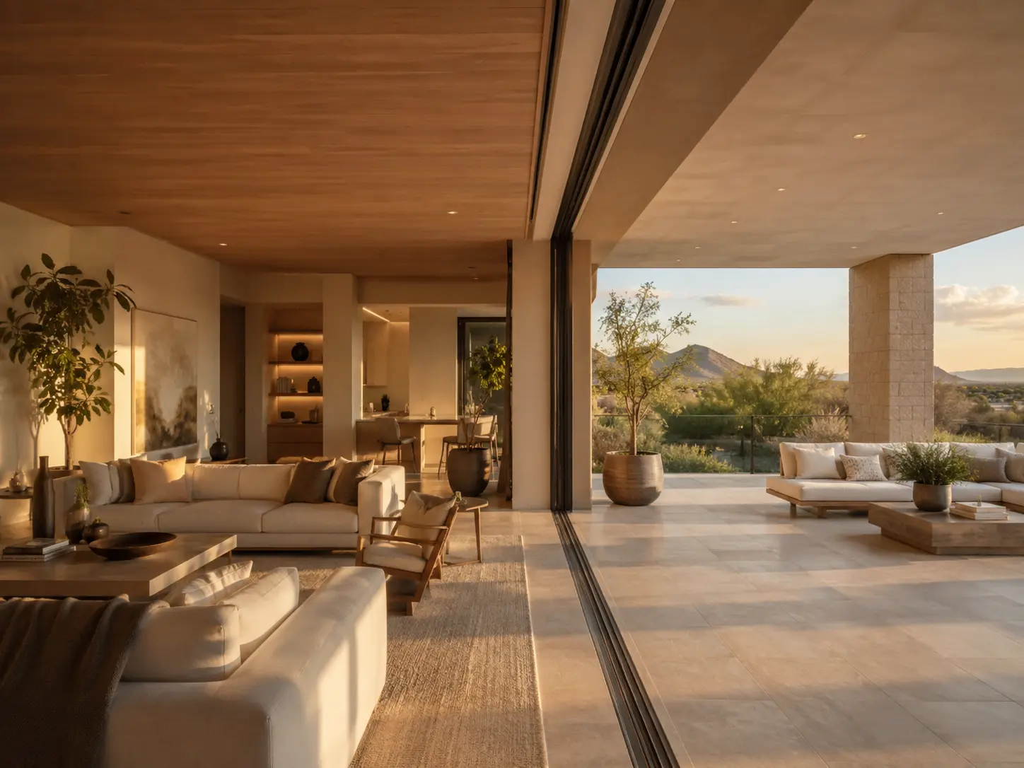 Modern living room opening onto terrace
